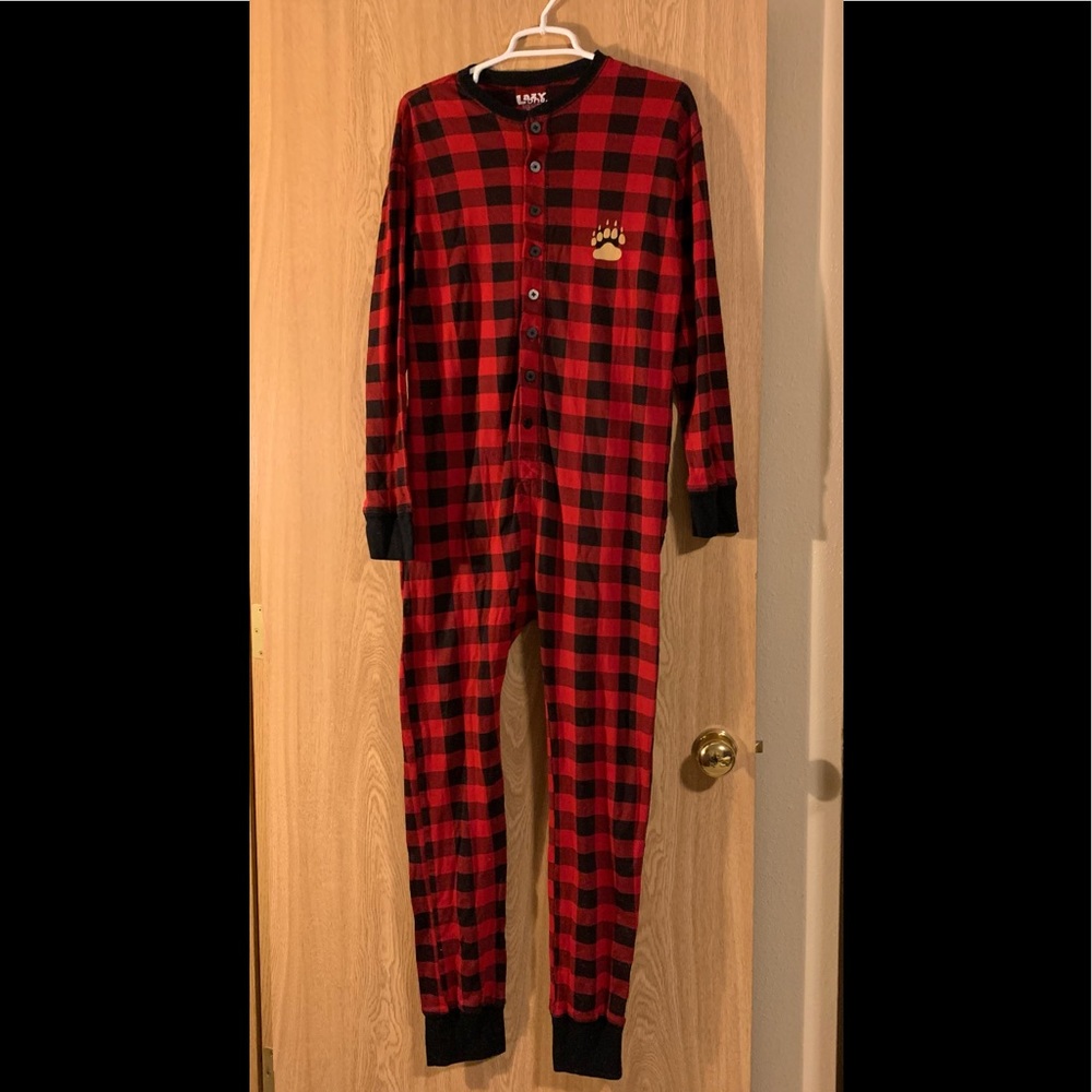 Buffalo plaid Union suit pajamas